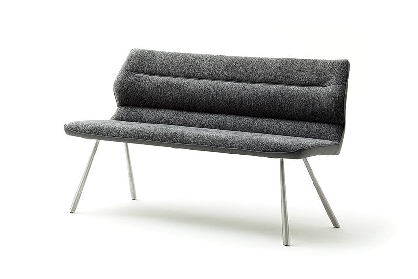 BFSummer Banca tapitata cu stofa si picioare metalice, Orlando Antracit / Crom, l175xA68xH86 cm