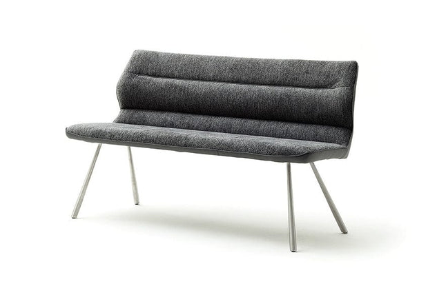 BFSummer Banca tapitata cu stofa si picioare metalice, Orlando Antracit / Crom, l175xA68xH86 cm