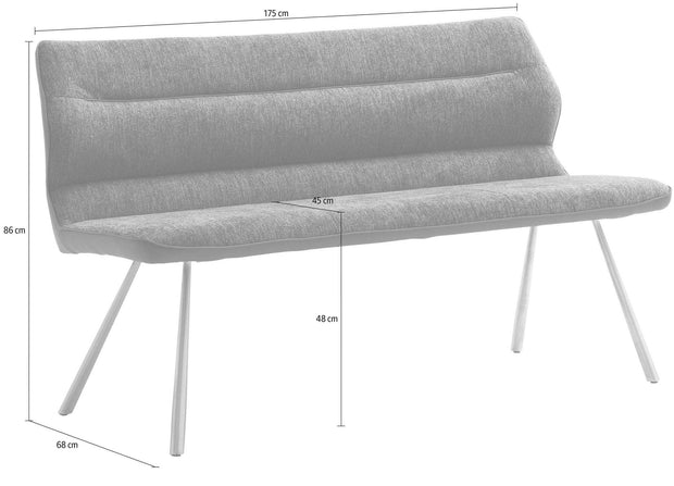 BFSummer Banca tapitata cu stofa si picioare metalice, Orlando Antracit / Crom, l175xA68xH86 cm