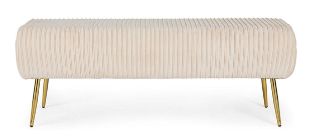 Banca tapitata cu stofa si picioare metalice, Selena Crem, l129xA45,5xH48 cm (2)