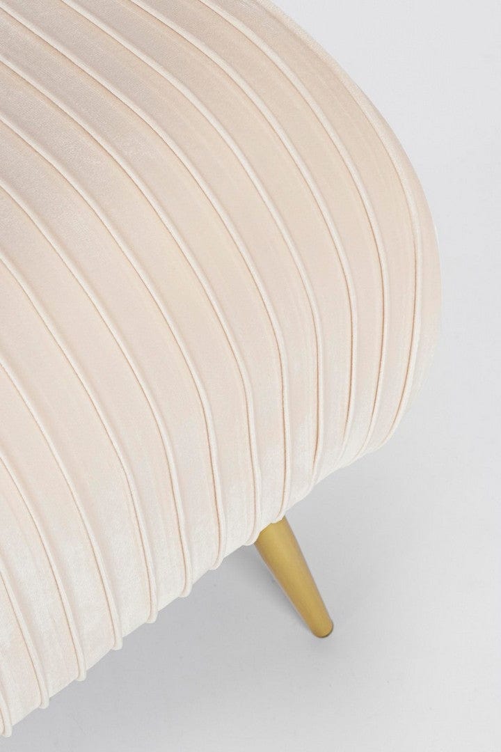 Banca tapitata cu stofa si picioare metalice, Selena Crem, l129xA45,5xH48 cm (4)