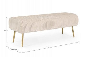 Banca tapitata cu stofa si picioare metalice, Selena Crem, l129xA45,5xH48 cm (6)