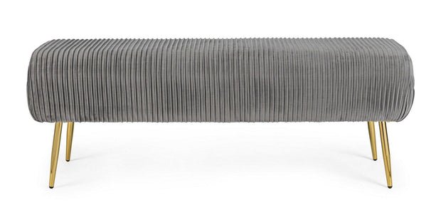 Banca tapitata cu stofa si picioare metalice, Selena Gri, l129xA45,5xH48 cm (2)