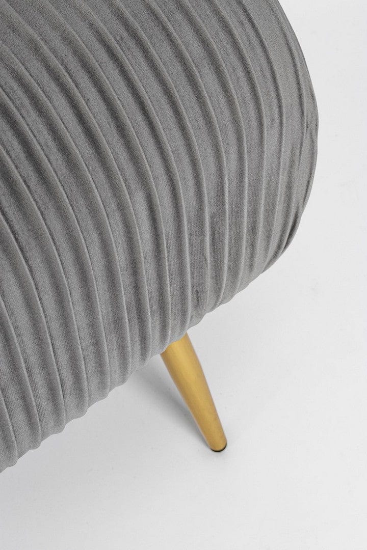 Banca tapitata cu stofa si picioare metalice, Selena Gri, l129xA45,5xH48 cm (4)