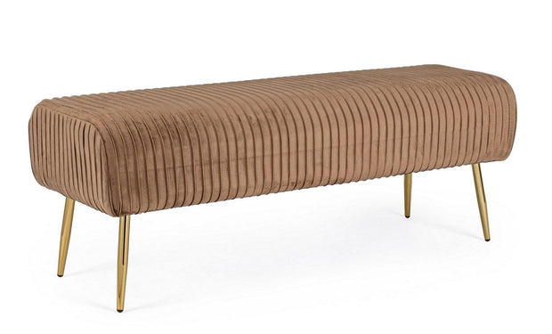 Banca tapitata cu stofa si picioare metalice, Selena Maro, l129xA45,5xH48 cm
