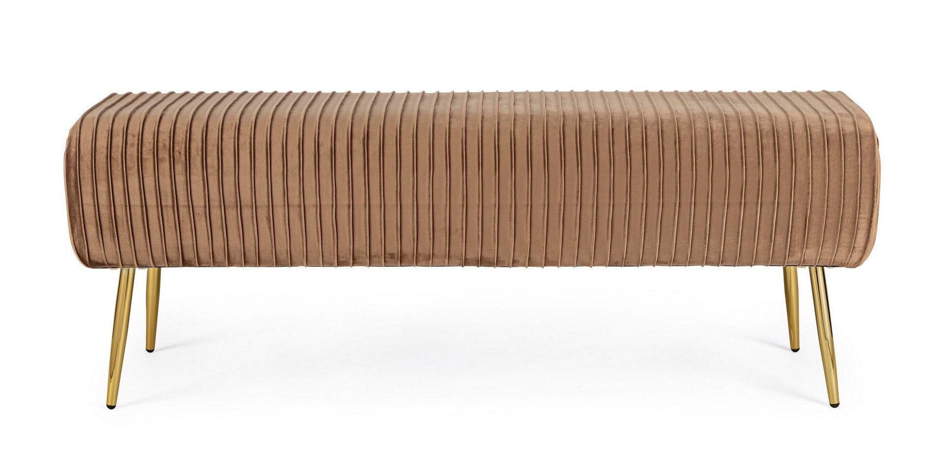 Banca tapitata cu stofa si picioare metalice, Selena Maro, l129xA45,5xH48 cm (2)