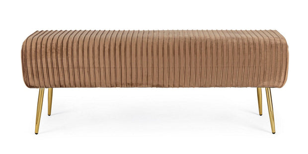 Banca tapitata cu stofa si picioare metalice, Selena Maro, l129xA45,5xH48 cm (2)