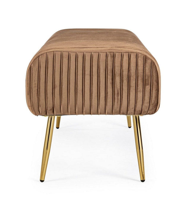 Banca tapitata cu stofa si picioare metalice, Selena Maro, l129xA45,5xH48 cm (3)