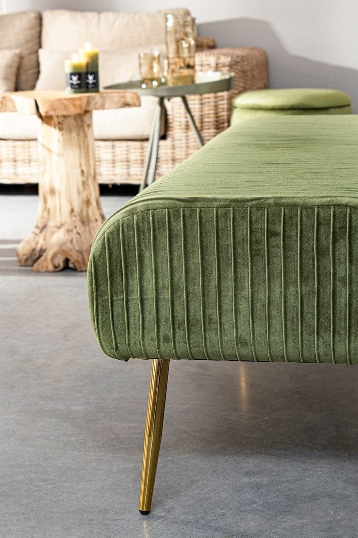 Banca tapitata cu stofa si picioare metalice, Selena Verde Olive, l129xA45,5xH48 cm (5)