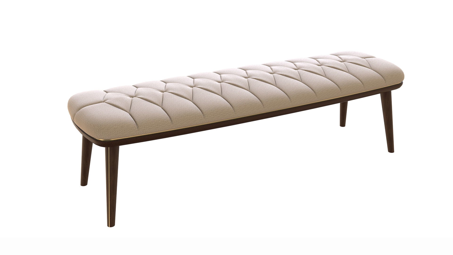 Dogtas Banca tapitata cu stofa si piele ecologica Diamond Pure Bej / Maro, l140xA45xH44 cm