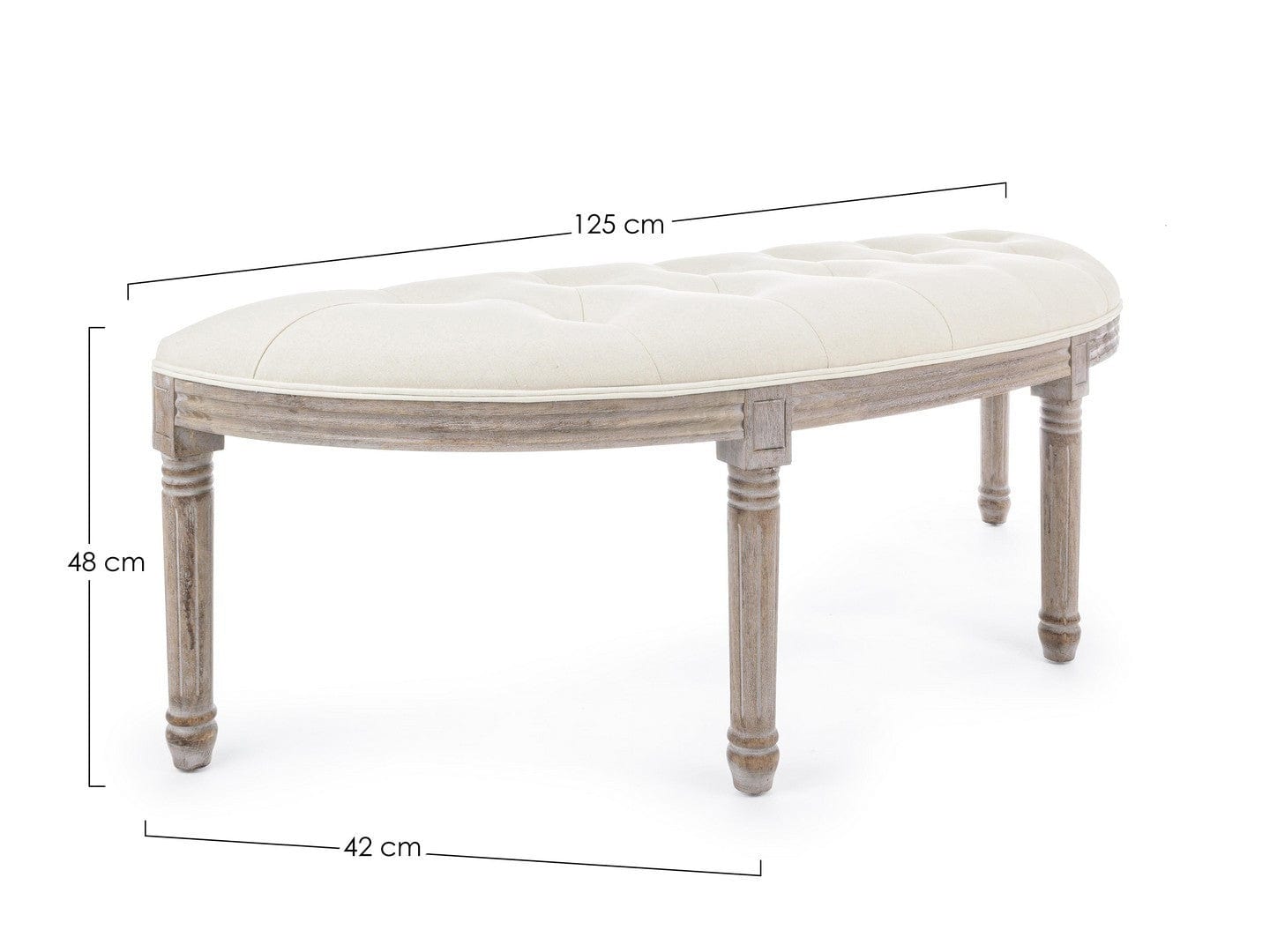 Banca tapitata cu stofa, Tilde Natural, l125xA42xH48 cm (1)