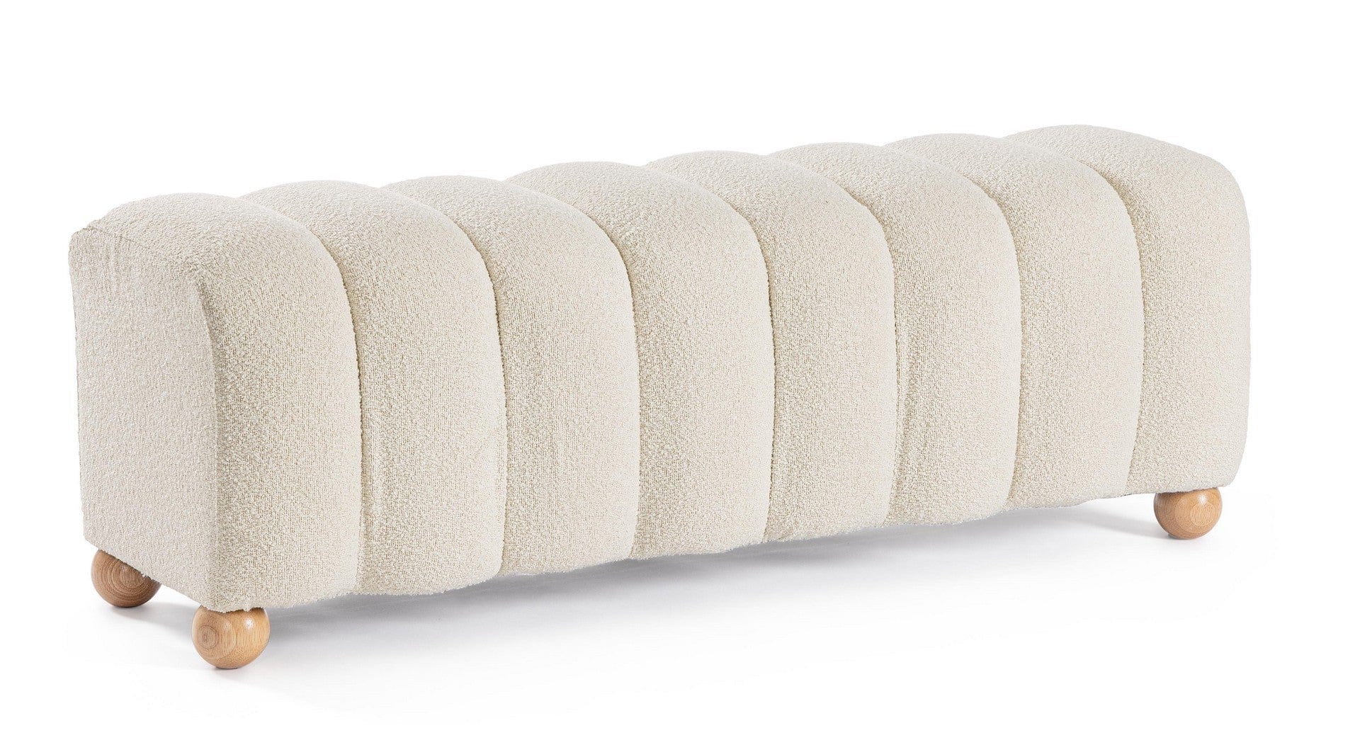 Banca tapitata cu stofa, Zora Alb, l120xA43xH43 cm