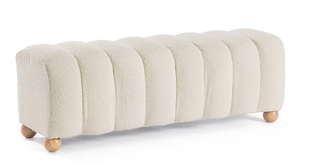 Banca tapitata cu stofa, Zora Alb, l120xA43xH43 cm