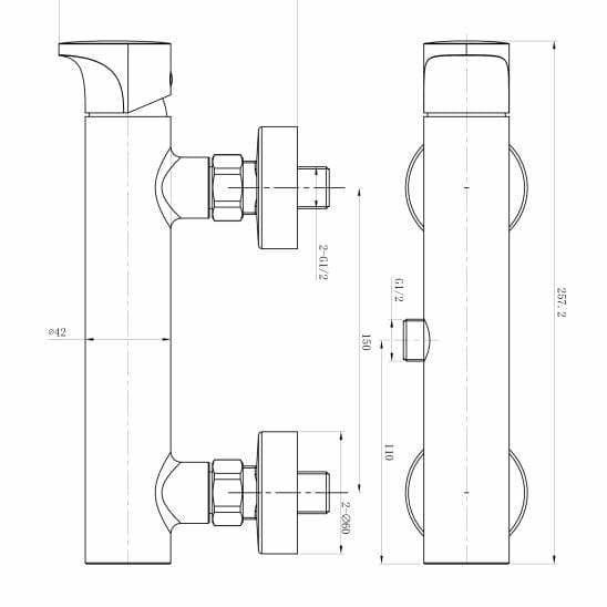 Baterie perete pentru dus, Inverto Negru, S951-290 (3)