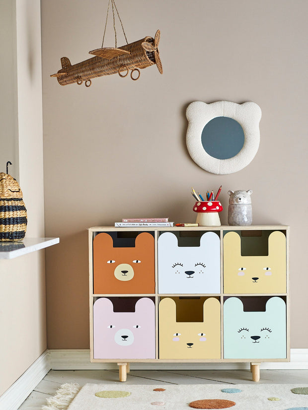 Bloomingville Biblioteca din lemn, MDF si pal, pentru copii, Calle Natural, l55xA25.5xH88.5 cm