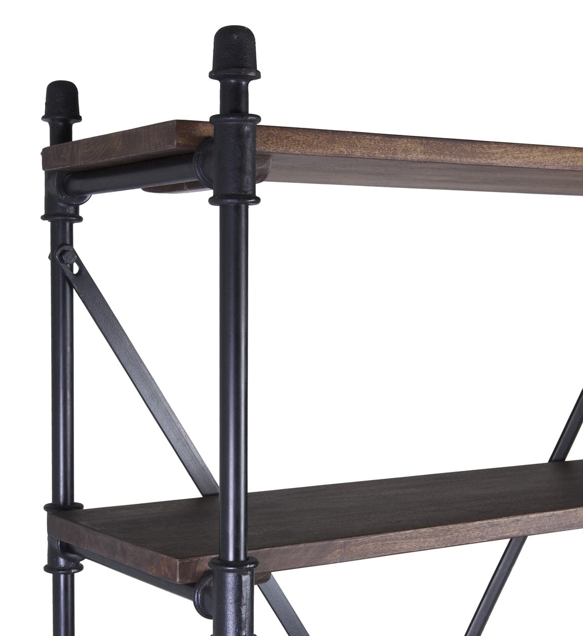 Moycor Biblioteca din lemn si metal, Pipa Nuc / Negru, l100xA40xH180 cm