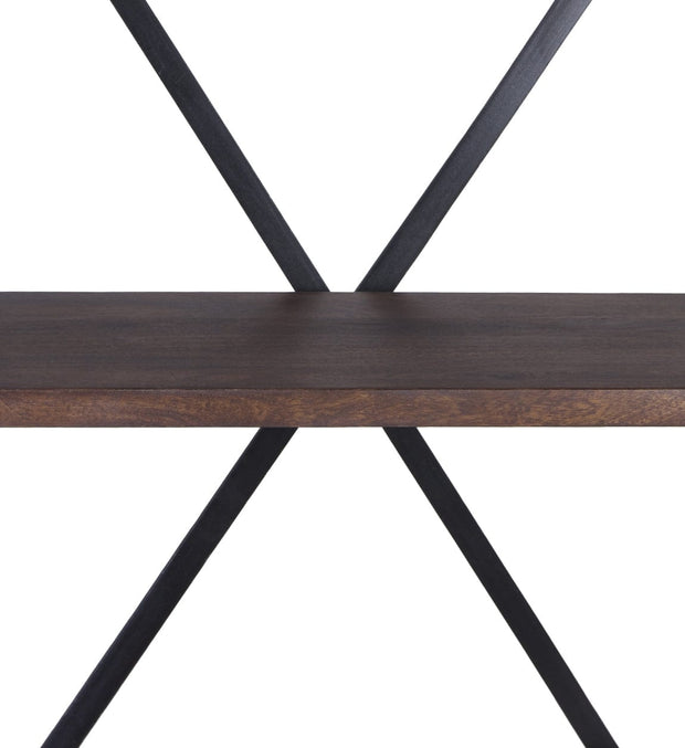 Moycor Biblioteca din lemn si metal, Pipa Nuc / Negru, l100xA40xH180 cm