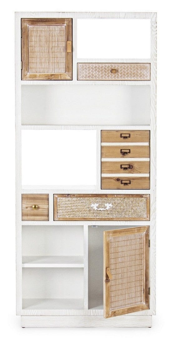 Biblioteca din MDF, cu 3 sertare si 3 usi Eloise Alb / Natural, l80xA30xH180 cm (2)