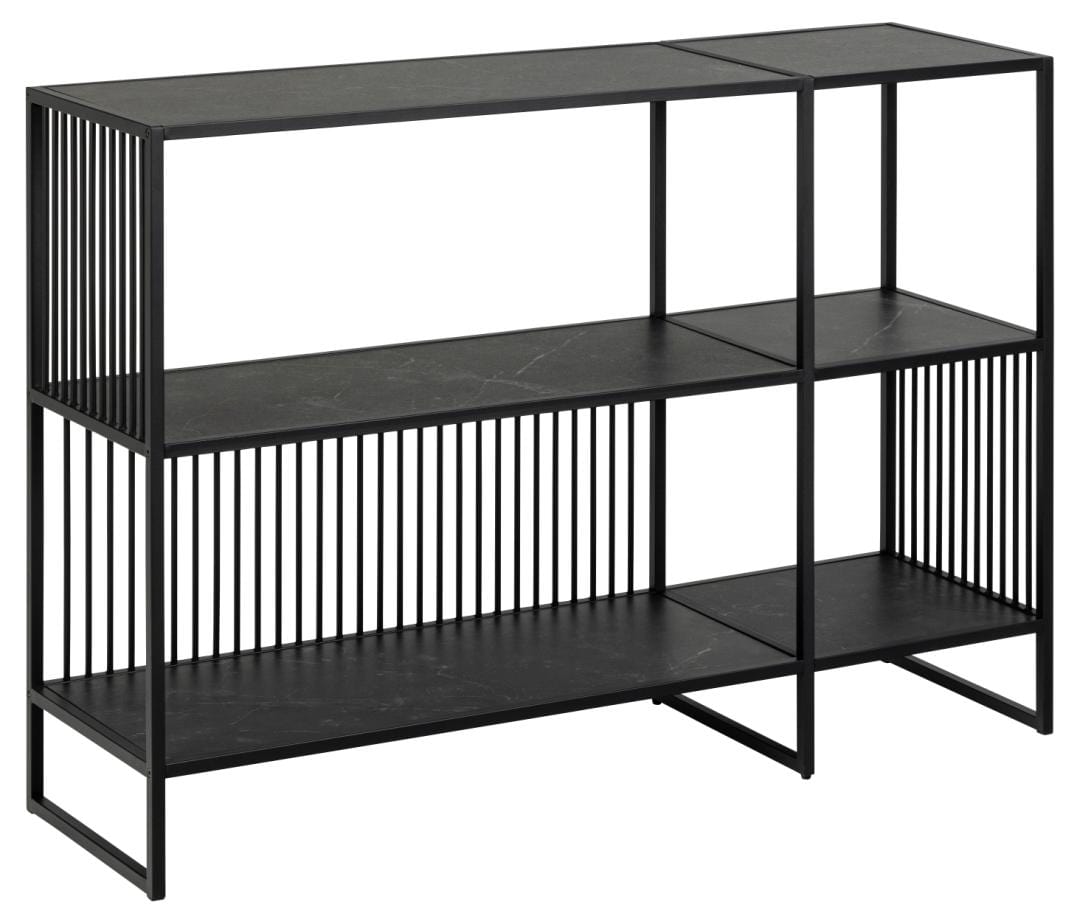 Actona Biblioteca din MDF, pal si metal, Strington Negru, l120xA35xH83 cm