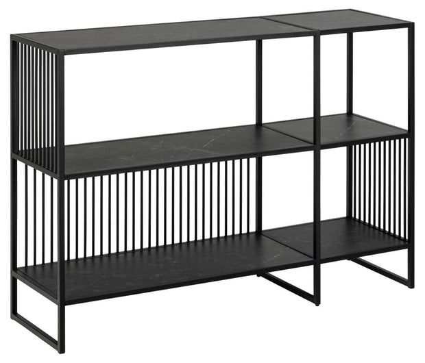 Actona Biblioteca din MDF, pal si metal, Strington Negru, l120xA35xH83 cm