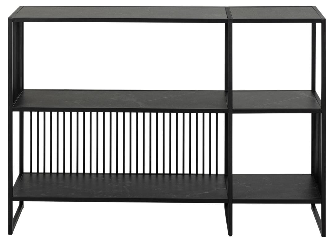 Actona Biblioteca din MDF, pal si metal, Strington Negru, l120xA35xH83 cm