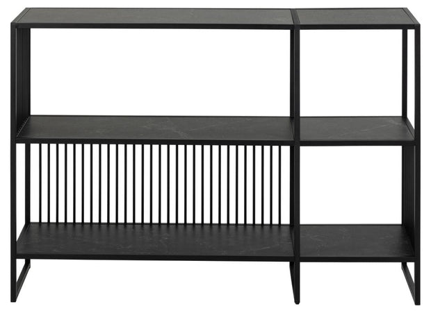 Actona Biblioteca din MDF, pal si metal, Strington Negru, l120xA35xH83 cm