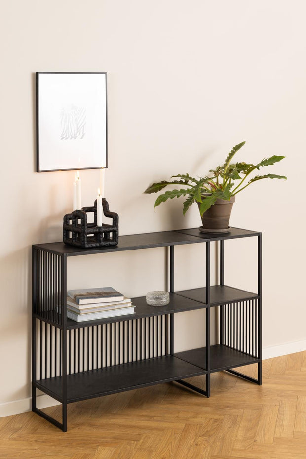 Actona Biblioteca din MDF, pal si metal, Strington Negru, l120xA35xH83 cm