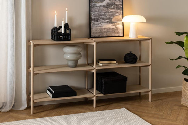 Actona Biblioteca din MDF si lemn, Oxford Natural, l169xA30xH88,5 cm