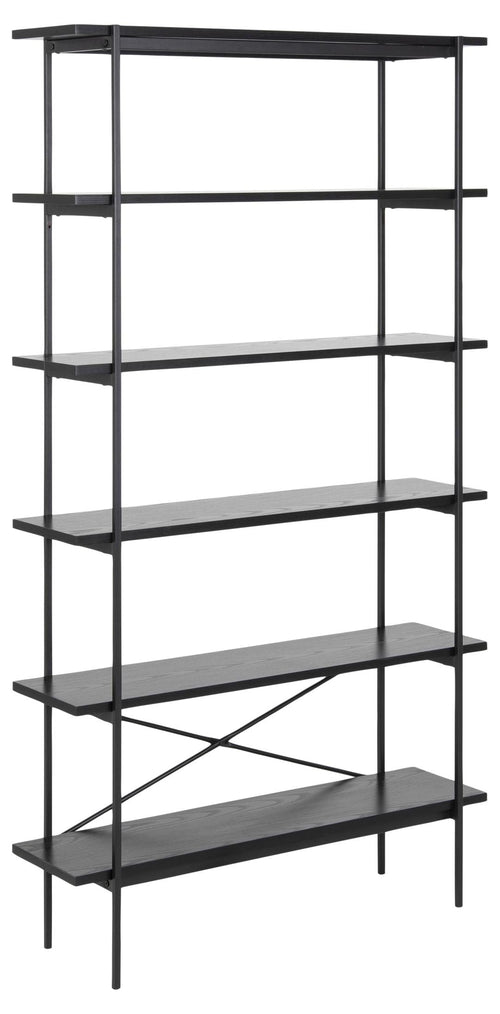 Actona Biblioteca din MDF si metal, Angus Negru, l94xA27xH172 cm