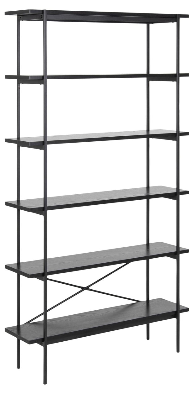 Actona Biblioteca din MDF si metal, Angus Negru, l94xA27xH172 cm
