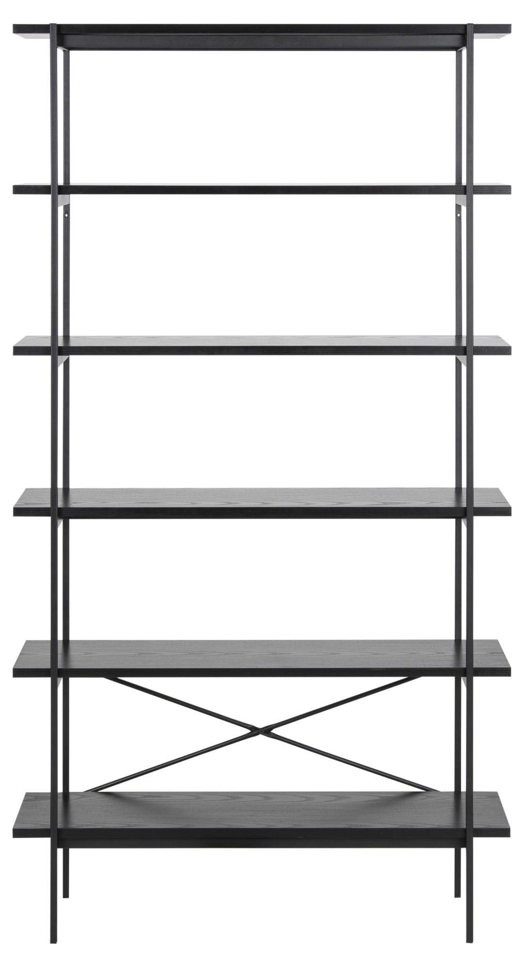 Actona Biblioteca din MDF si metal, Angus Negru, l94xA27xH172 cm