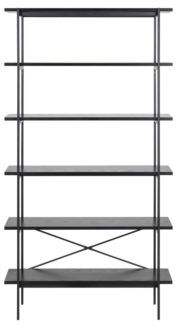 Actona Biblioteca din MDF si metal, Angus Negru, l94xA27xH172 cm