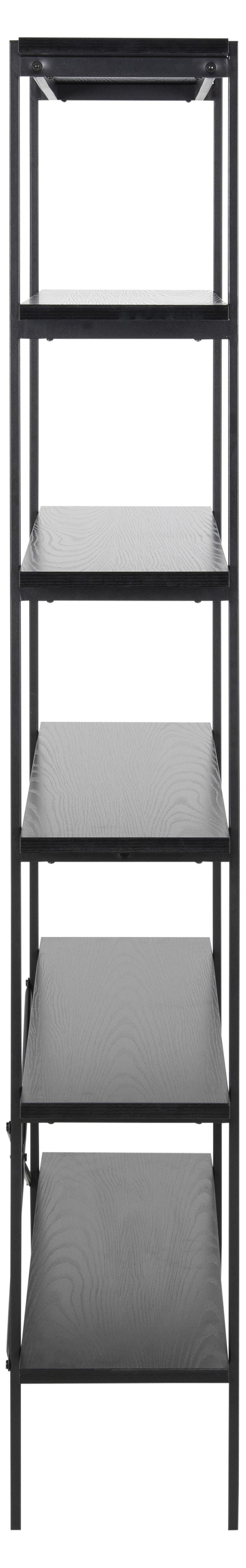 Actona Biblioteca din MDF si metal, Angus Negru, l94xA27xH172 cm