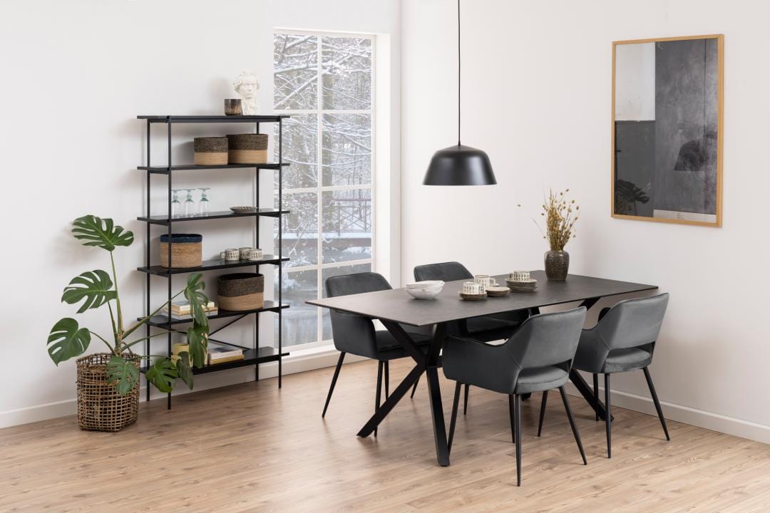 Actona Biblioteca din MDF si metal, Angus Negru, l94xA27xH172 cm