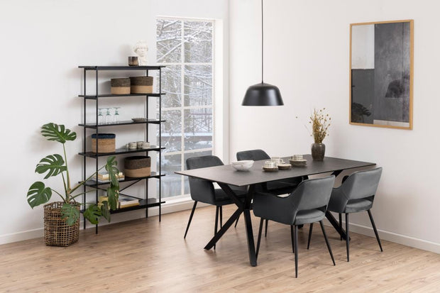 Actona Biblioteca din MDF si metal, Angus Negru, l94xA27xH172 cm