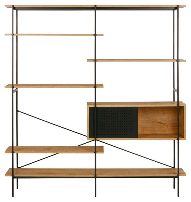 Actona Biblioteca din MDF si metal, cu 1 usa, Angus Natural / Negru, l172xA27xH188 cm