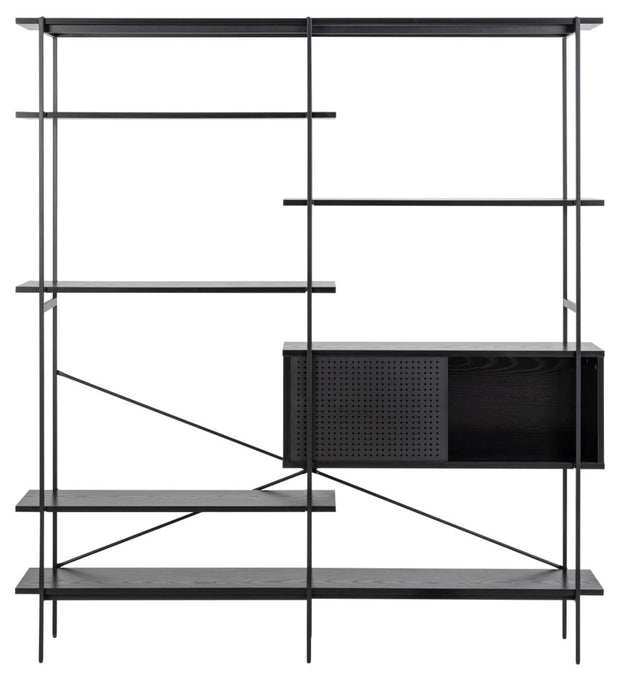 Actona Biblioteca din MDF si metal, cu 1 usa, Angus Negru, l172xA27xH188 cm
