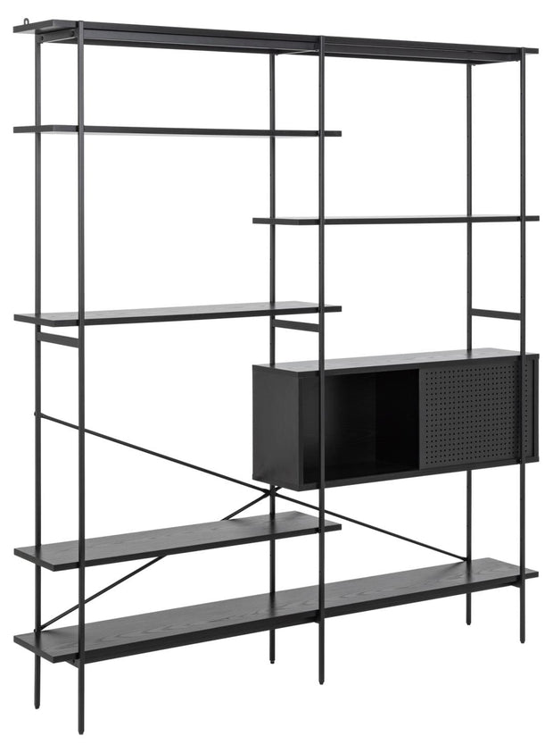 Actona Biblioteca din MDF si metal, cu 1 usa, Angus Negru, l172xA27xH188 cm