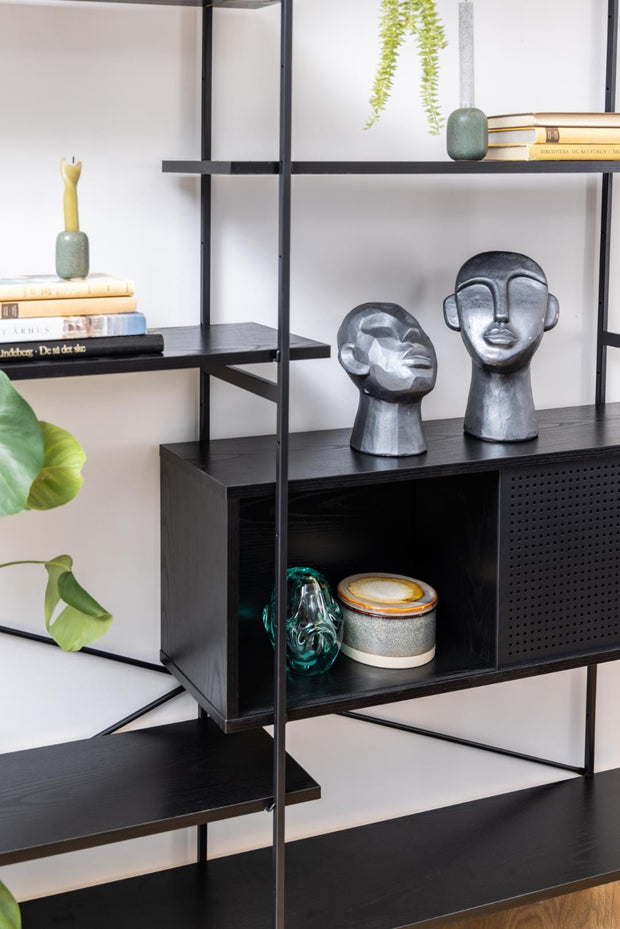 Actona Biblioteca din MDF si metal, cu 1 usa, Angus Negru, l172xA27xH188 cm