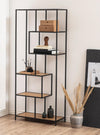 Actona Biblioteca din MDF si metal, Seaford Asymmetric Natural / Negru, l77xA35xH185 cm