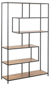 Actona Biblioteca din MDF si metal, Seaford Natural / Negru, l114xA35xH185 cm