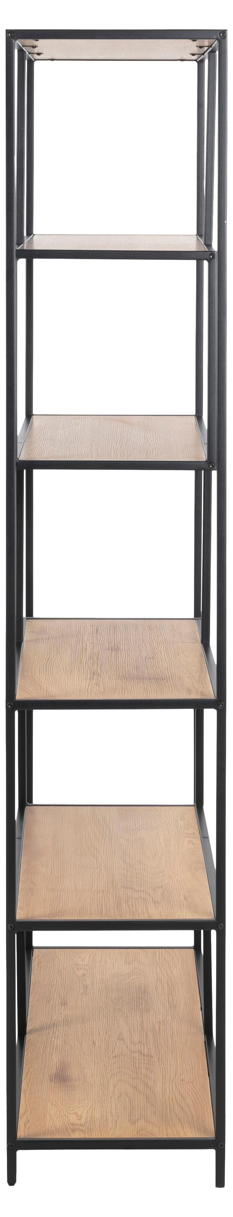Actona Biblioteca din MDF si metal, Seaford Natural / Negru, l114xA35xH185 cm