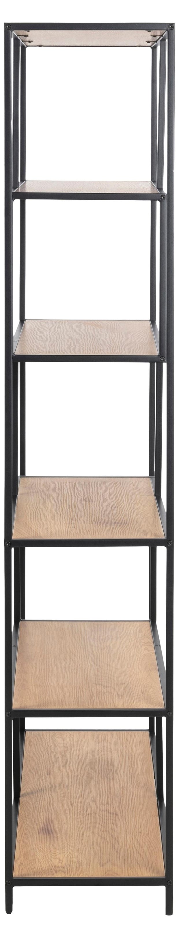 Actona Biblioteca din MDF si metal, Seaford Natural / Negru, l114xA35xH185 cm