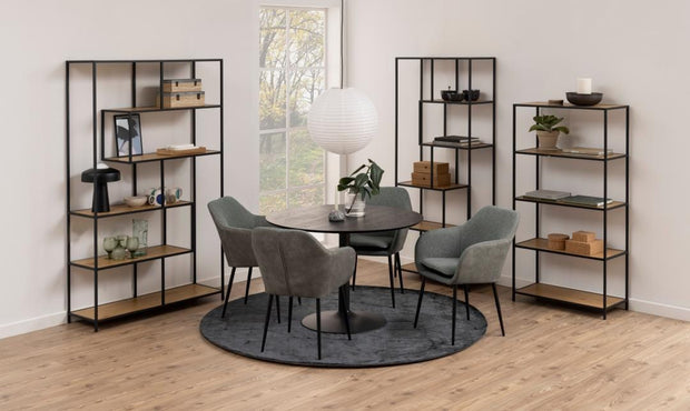 Actona Biblioteca din MDF si metal, Seaford Natural / Negru, l114xA35xH185 cm