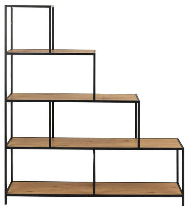 Actona Biblioteca din MDF si metal, Seaford Natural / Negru, l135xA35xH150 cm