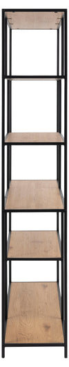 Actona Biblioteca din MDF si metal, Seaford Natural / Negru, l135xA35xH185 cm