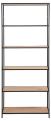 Actona Biblioteca din MDF si metal, Seaford Natural / Negru, l77xA35xH185 cm