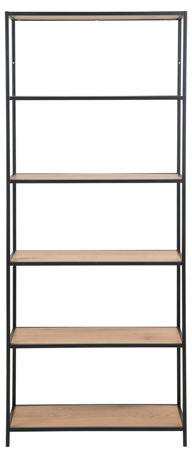 Actona Biblioteca din MDF si metal, Seaford Natural / Negru, l77xA35xH185 cm