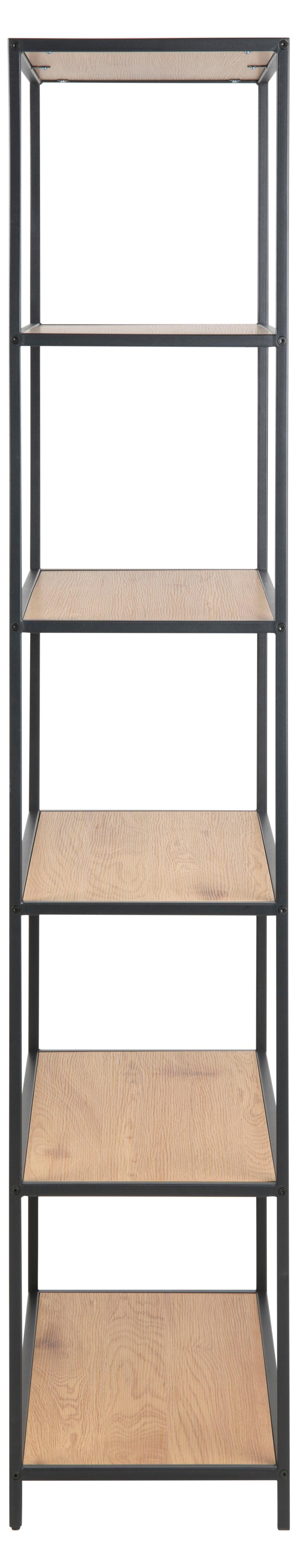 Actona Biblioteca din MDF si metal, Seaford Natural / Negru, l77xA35xH185 cm