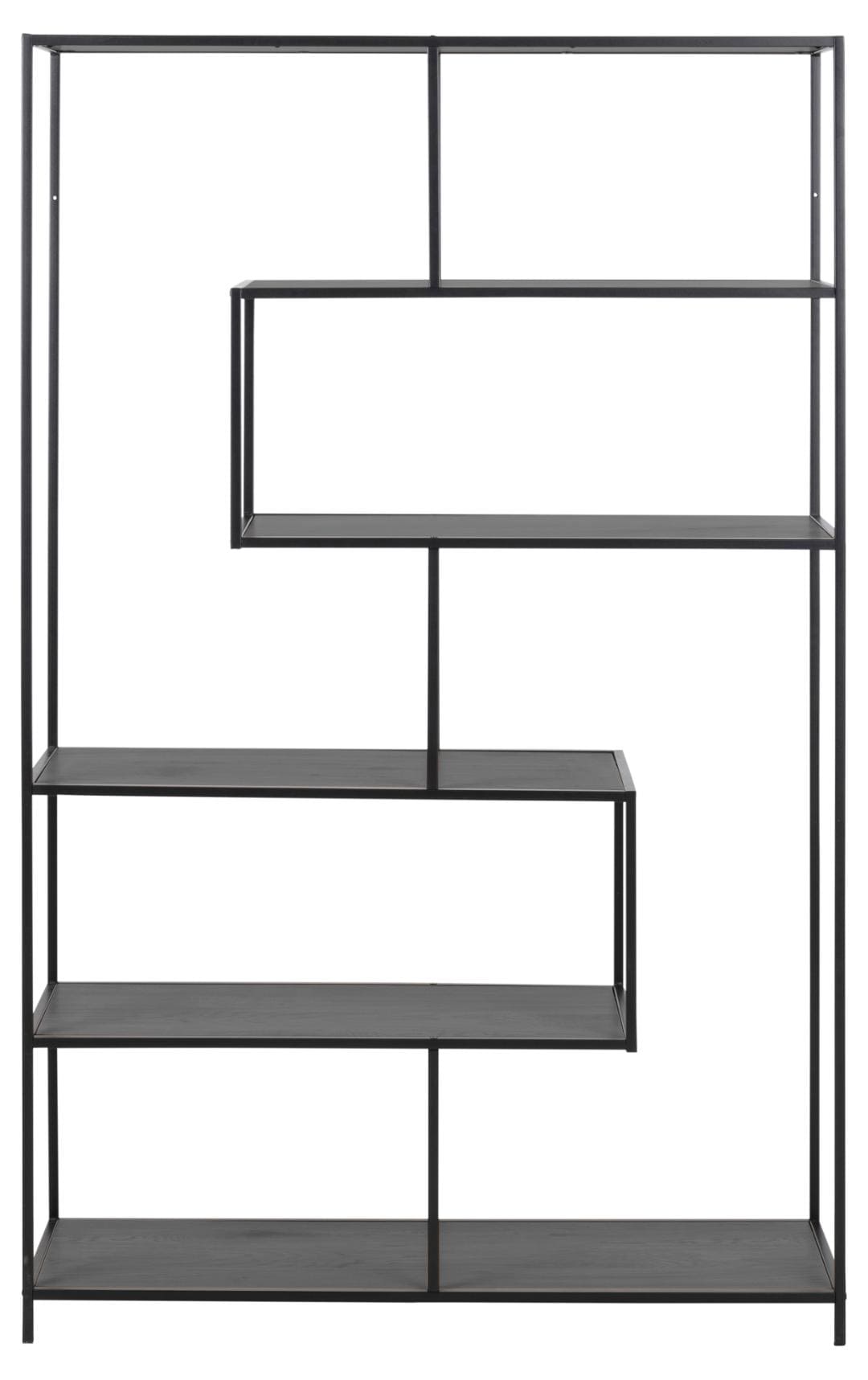 Actona Biblioteca din MDF si metal, Seaford Negru, l114xA35xH185 cm
